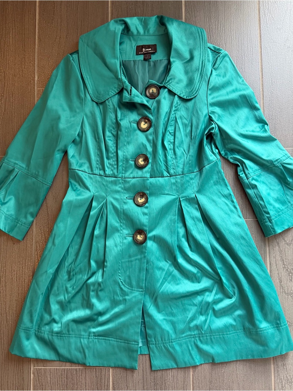 Bwear Teal Pleated Waist Trench Coat